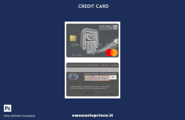 modello di mastercard in titanio della Banca Nazionale d'Egitto in stile verific